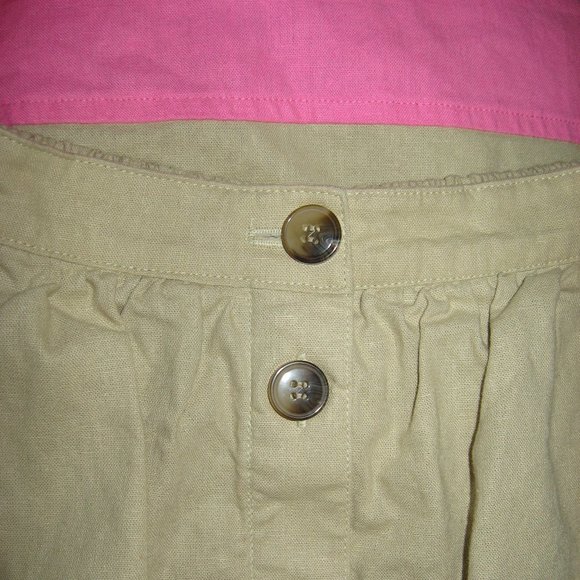 J.Crew beige pink linen cotton button front fully lined skirt - Picture 3 of 7